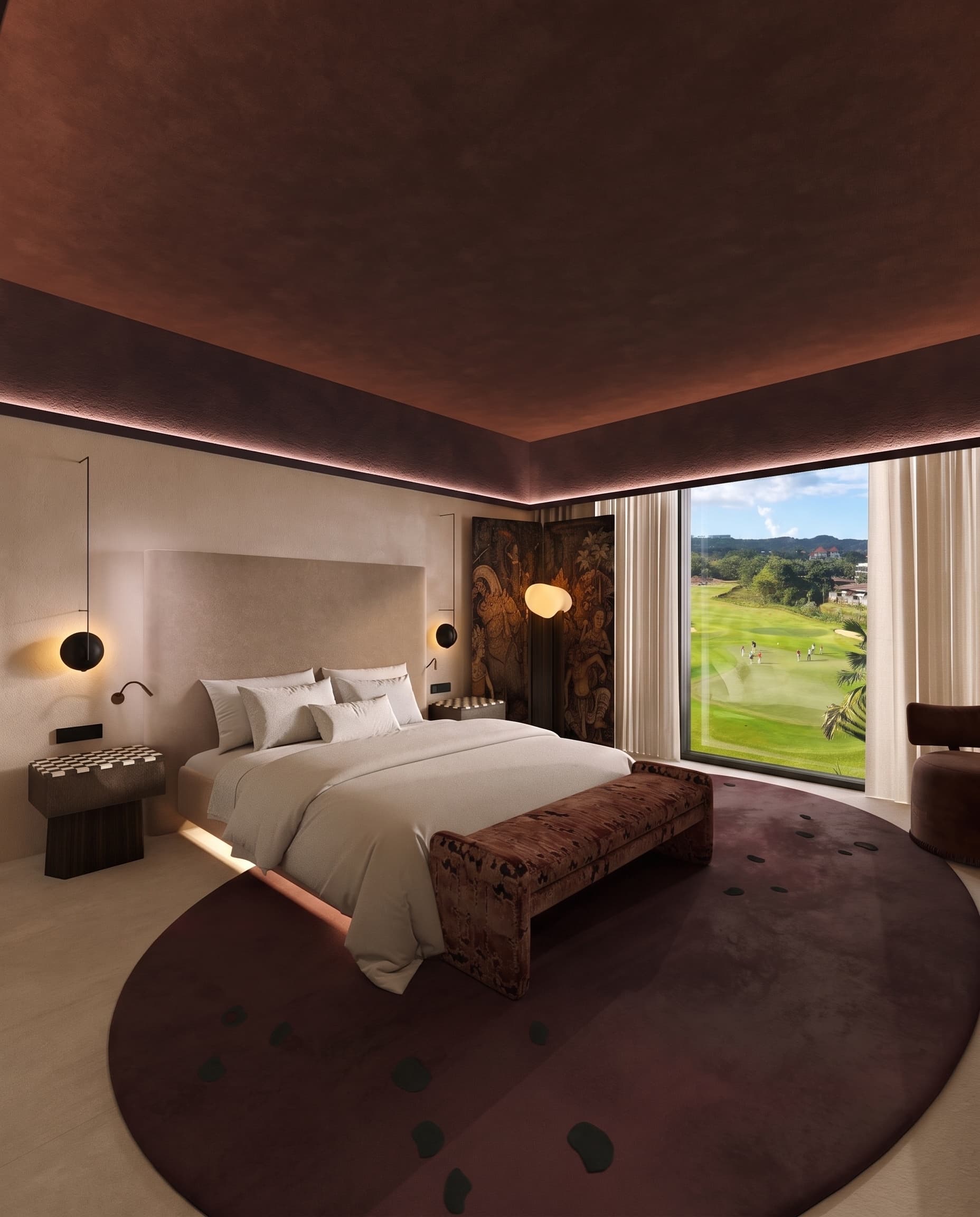 Concept visualisation: Bedroom and corner window overlooking greenery