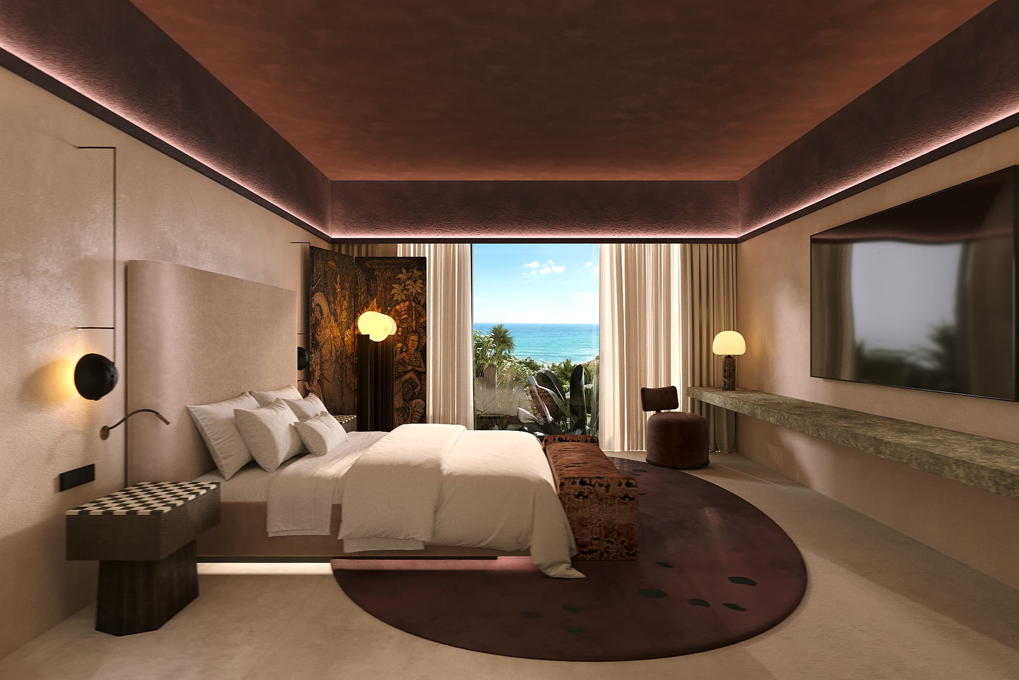 Concept visualisation: Bedroom with a distant sea view