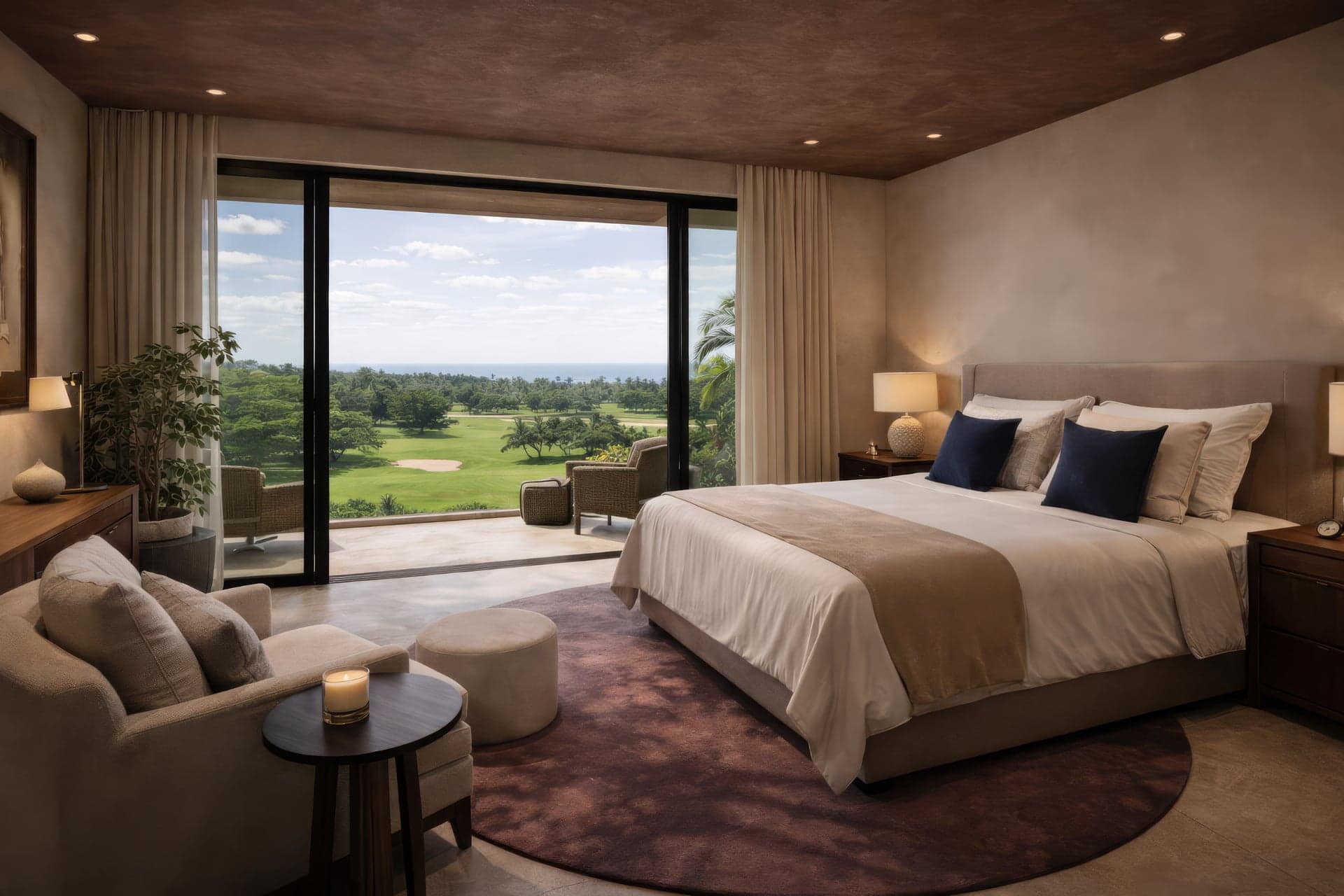 Concept visualisation: Bedroom opening toward a green landscape