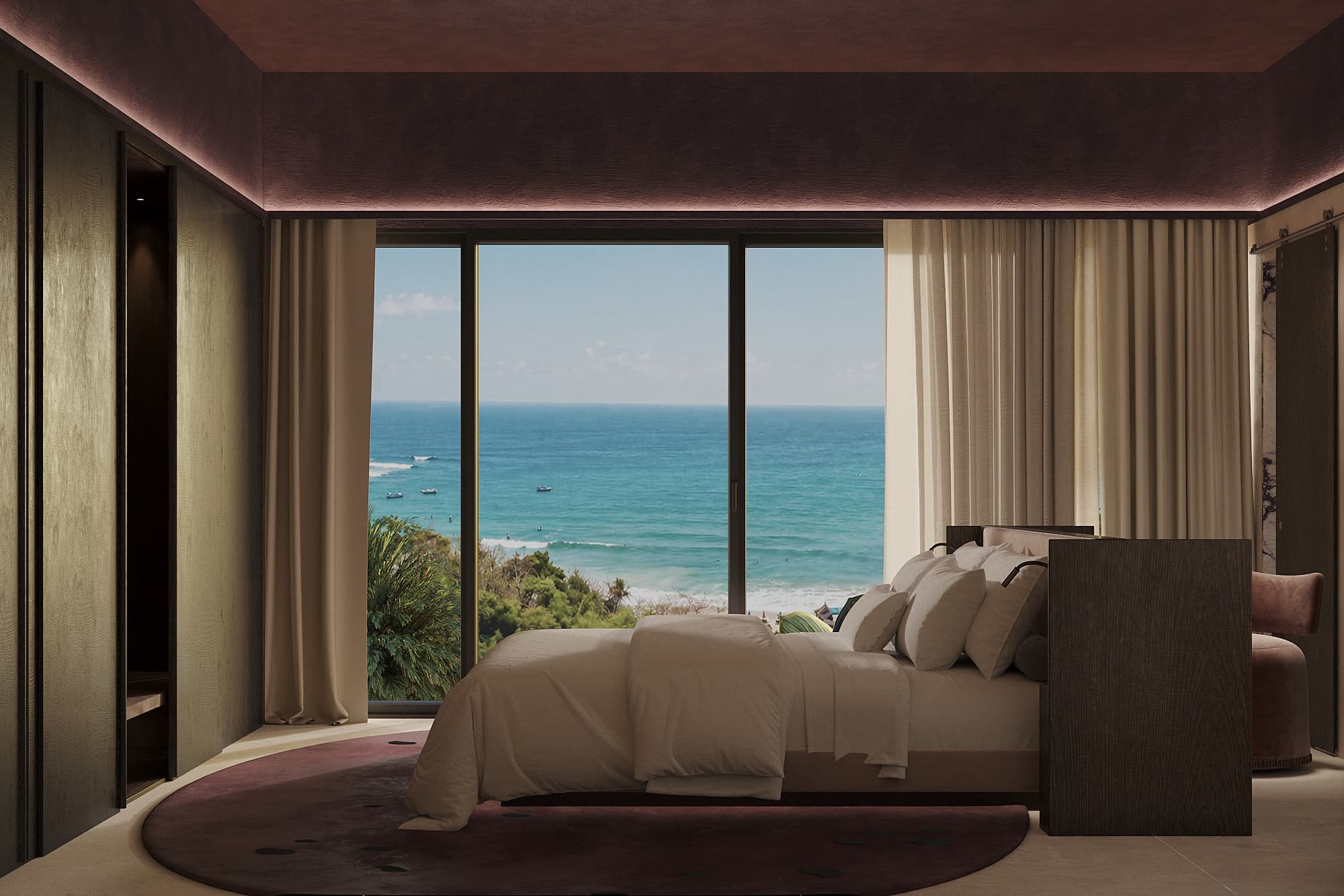 Concept visualisation: Bedroom with an open ocean view