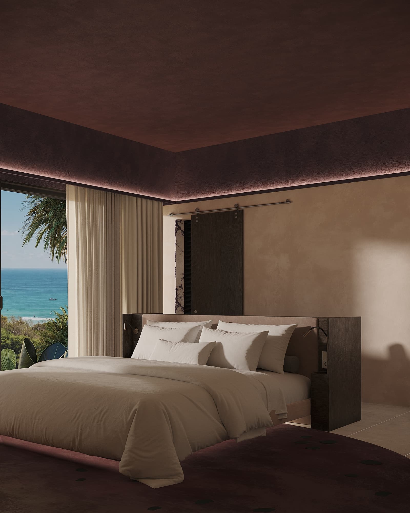 Concept visualisation: Bedroom beside a window facing the sea